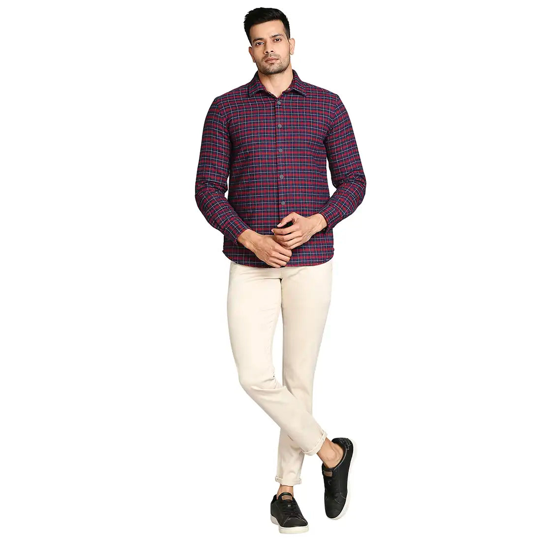 Men Slim Fit Dark Red Shirt