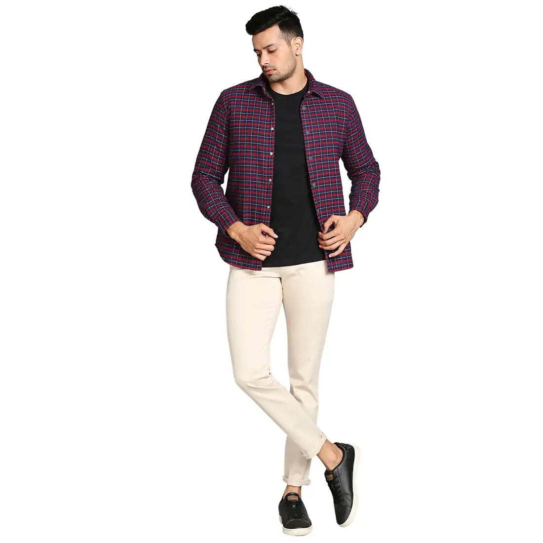 Men Slim Fit Dark Red Shirt