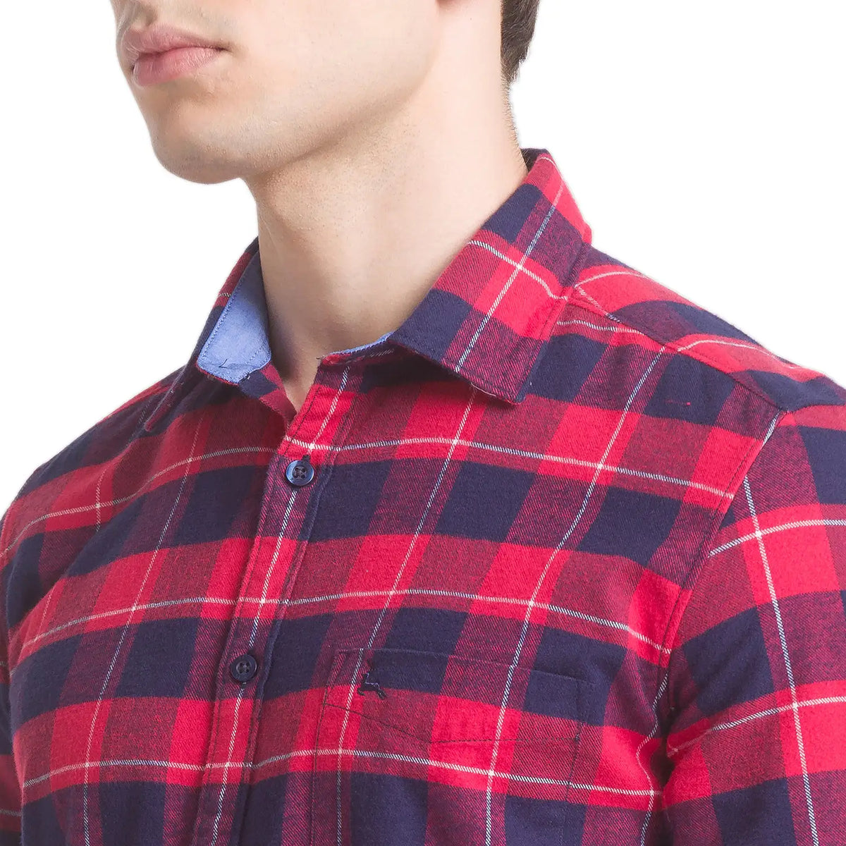 Men Red Slim Fit Checks Cotton Full Sleeve Shirts – MyRaymond