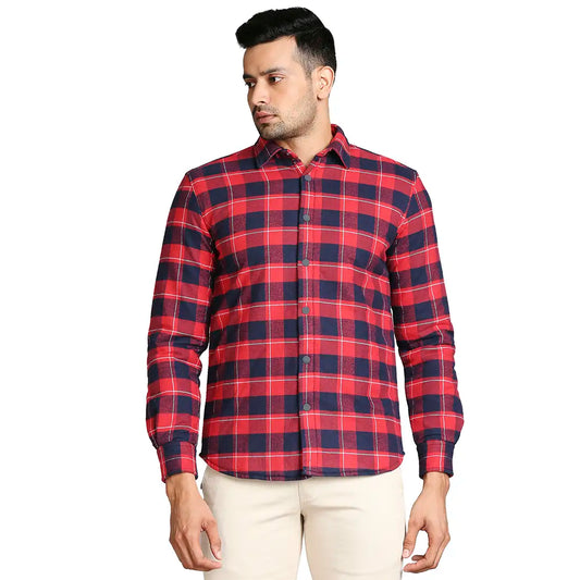 Men Slim Fit Dark Orange Shirt