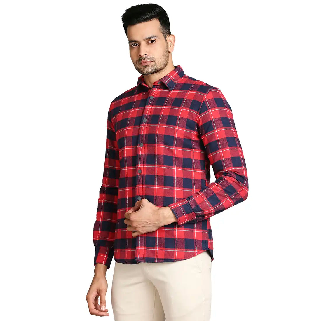Men Slim Fit Dark Orange Shirt