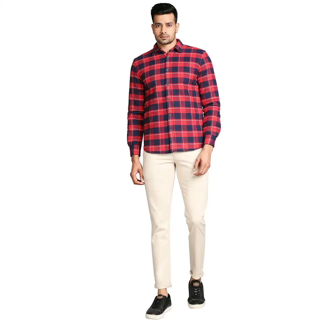 Men Slim Fit Dark Orange Shirt