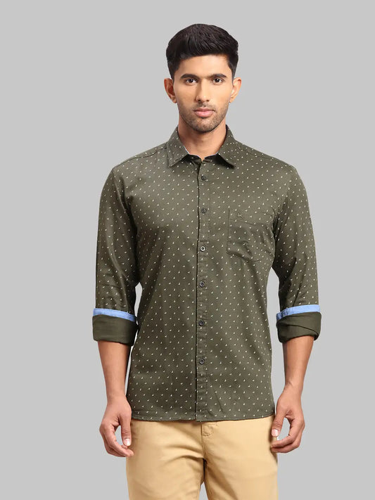 Men Slim Fit Dark Red Shirt
