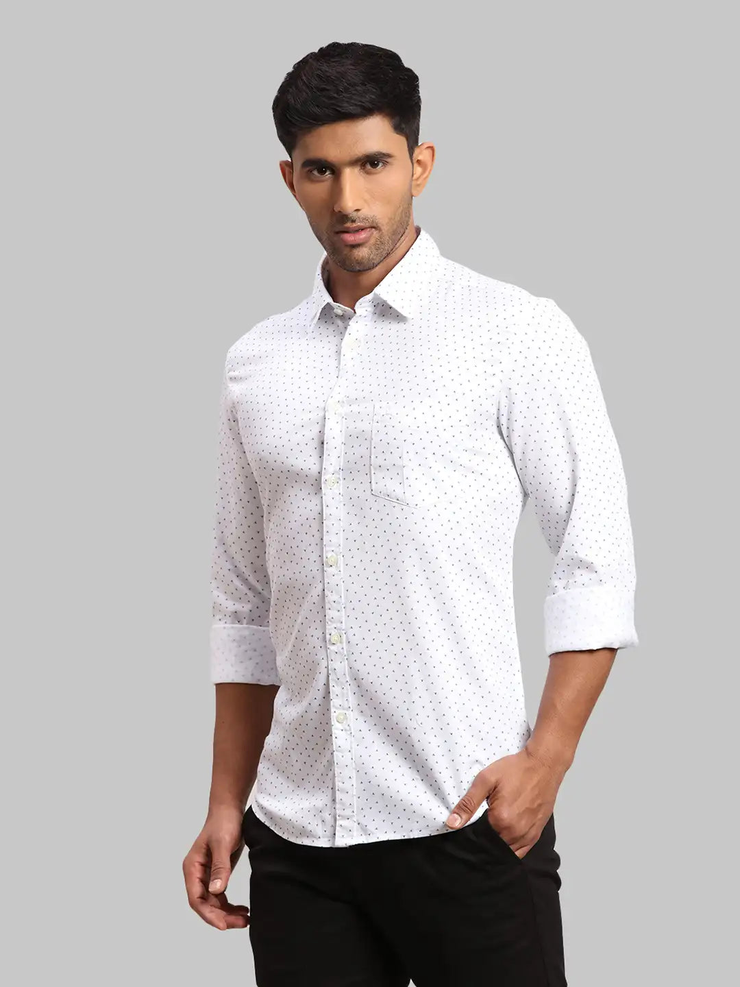 Men Slim Fit Dark Blue Shirt
