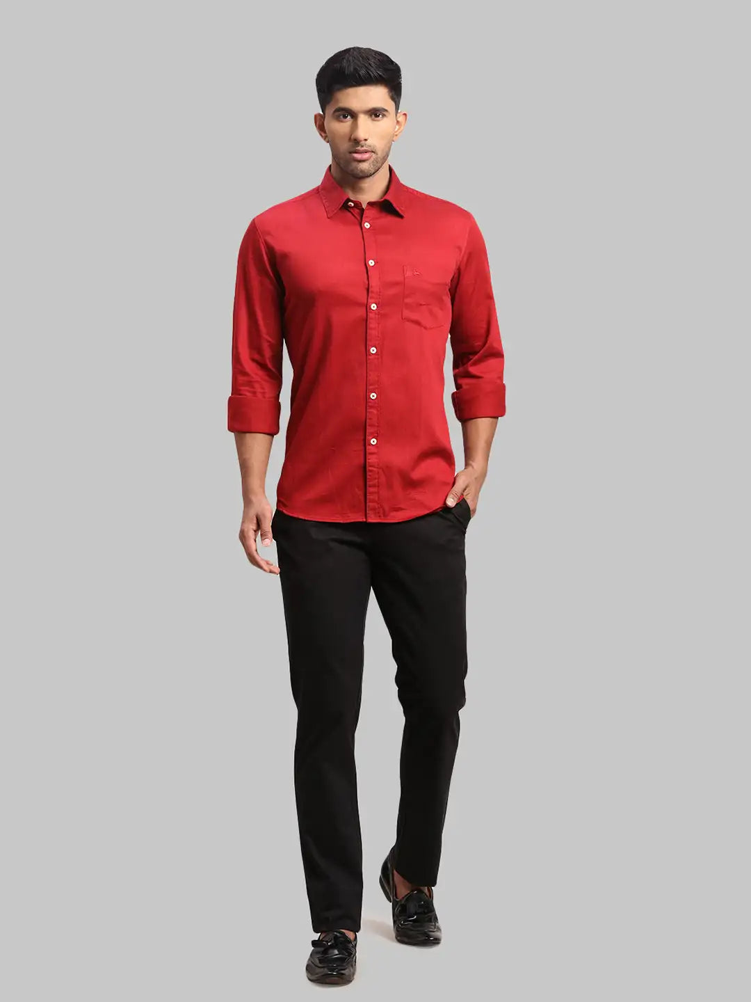 Men Slim Fit Dark Blue Shirt