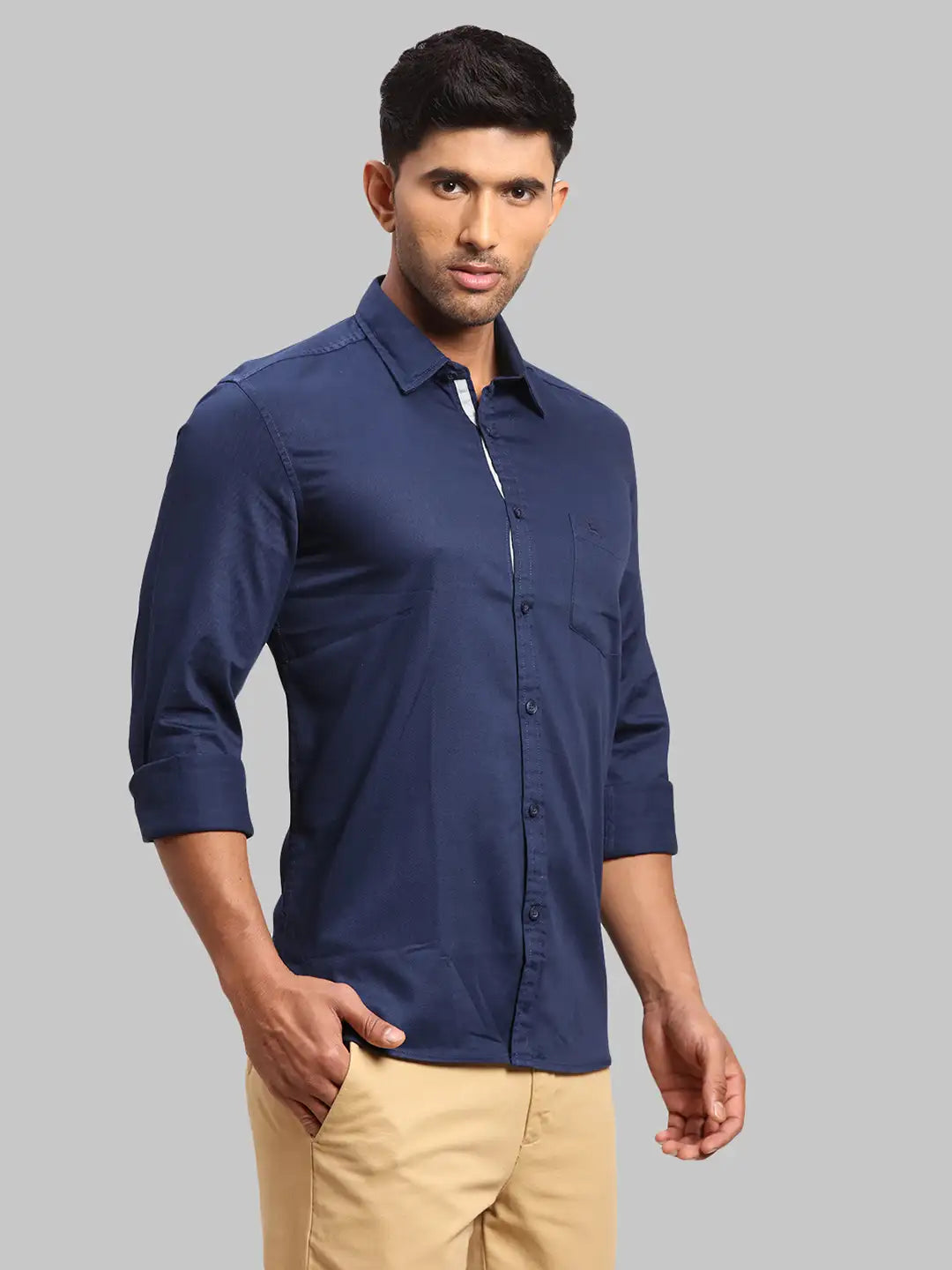 Men Slim Fit Medium Grey Shirt