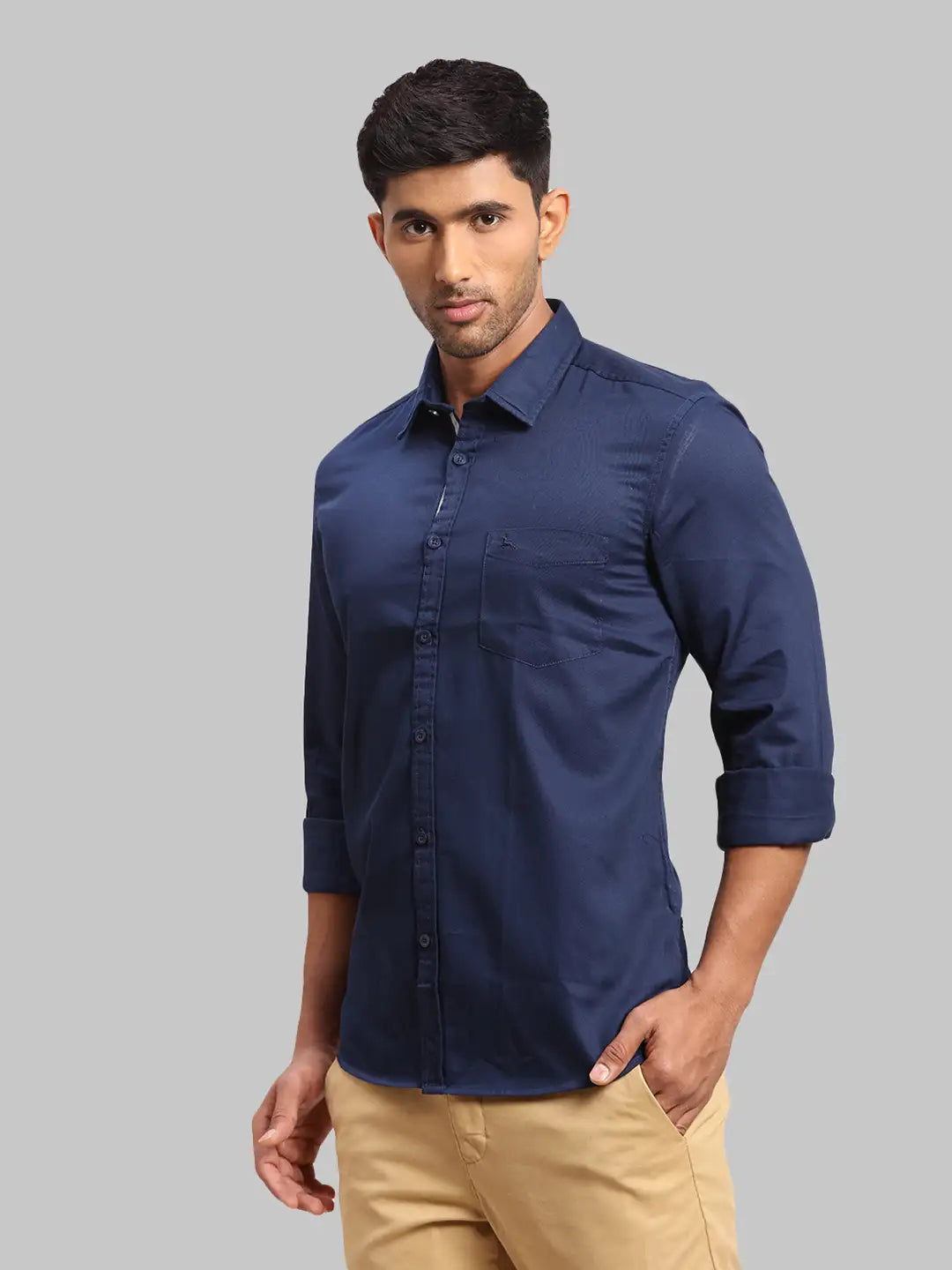 Men Slim Fit Medium Grey Shirt