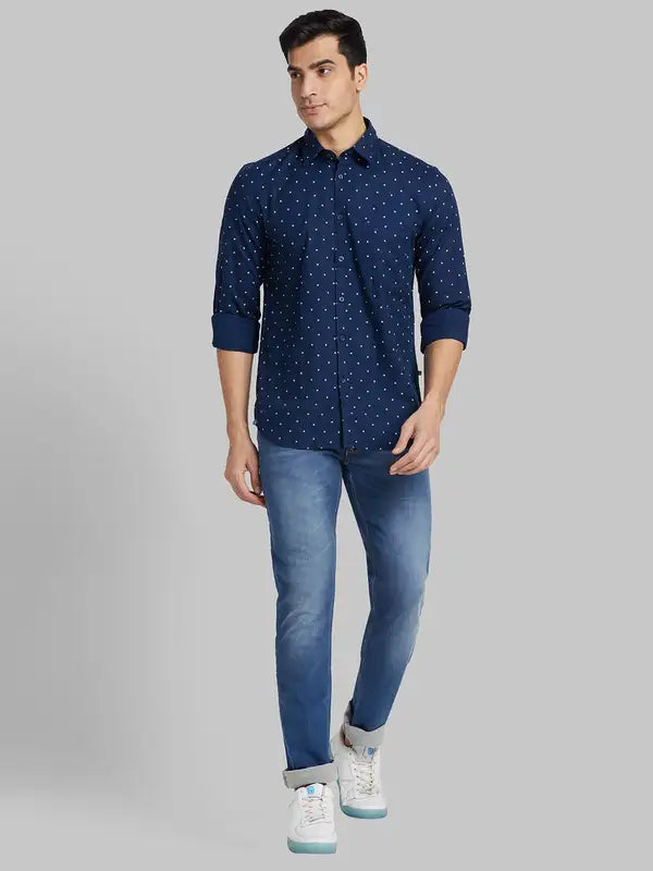 Men Slim Fit Pink Shirt
