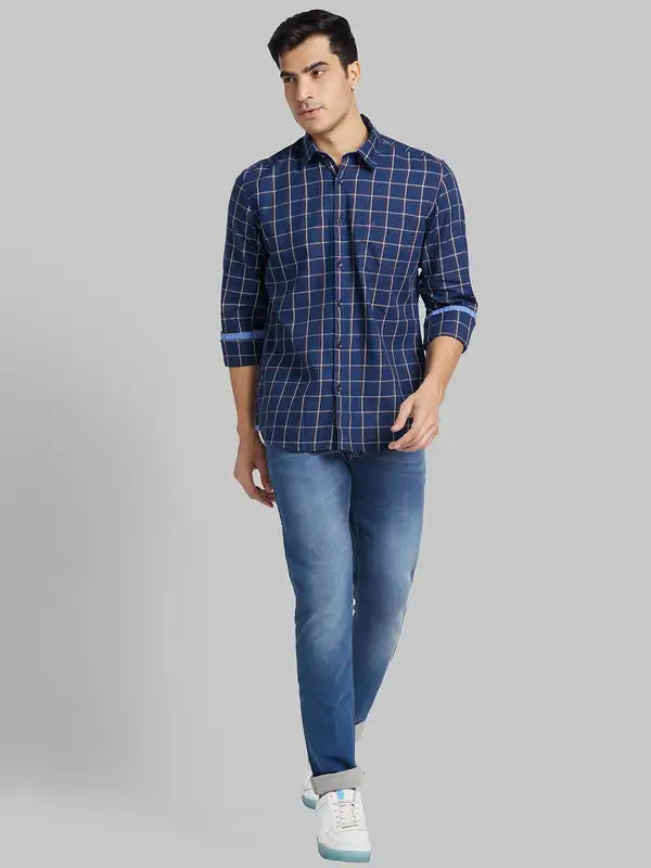 Men Tailored Fit Blue Polo