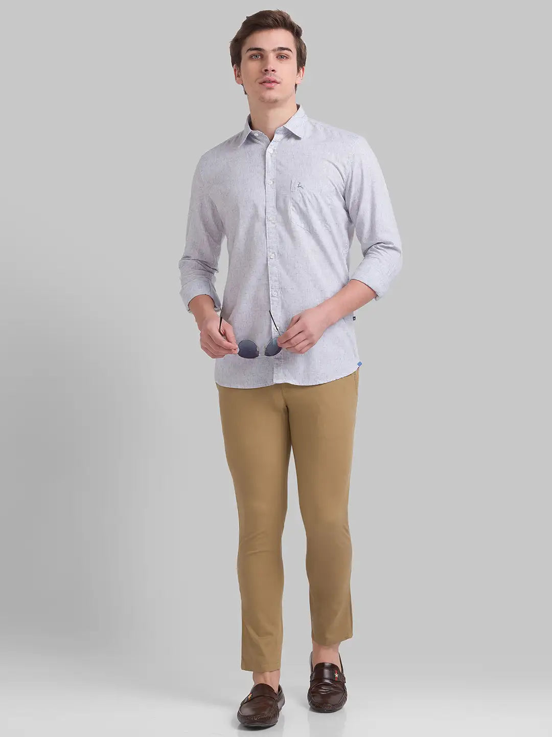 Men Slim Fit Light Red Shirt