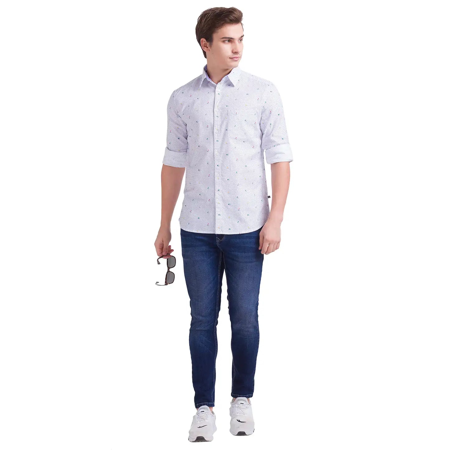 Men Slim Fit Medium Green Shirt