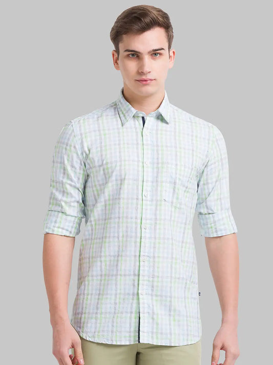 Men Slim Fit Medium Blue Shirt