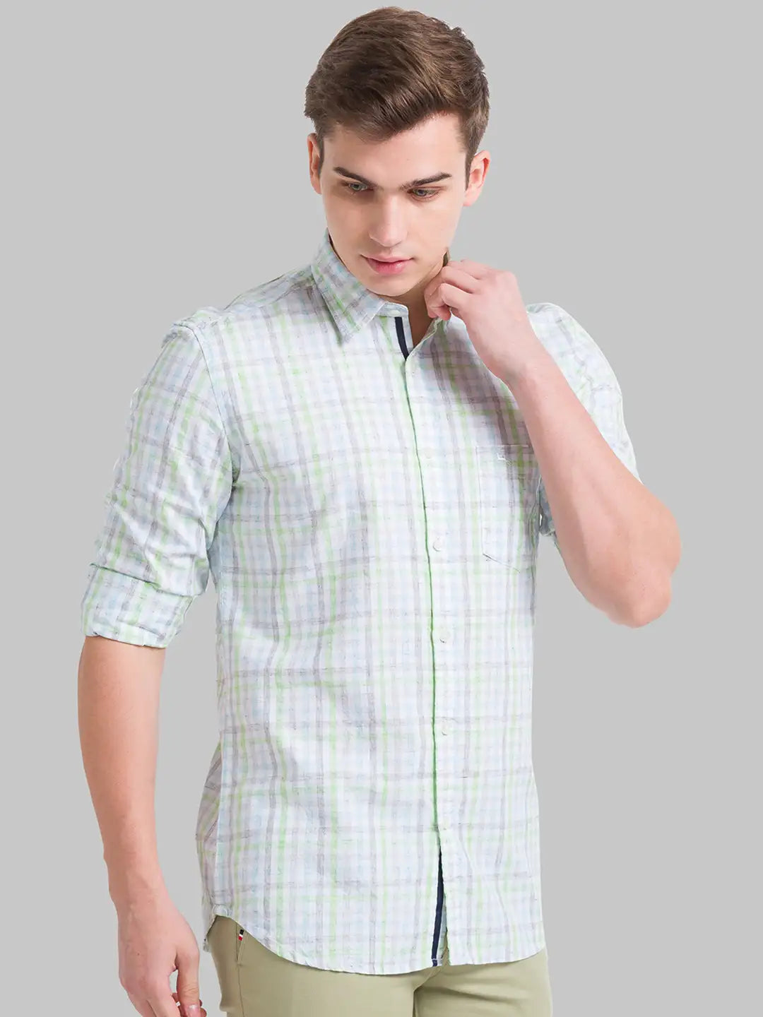 Men Slim Fit Medium Blue Shirt