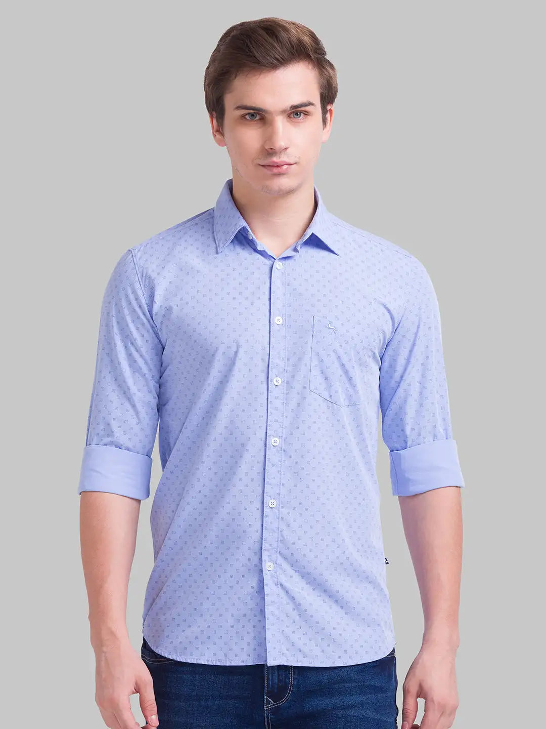 Men Slim Fit Fancy Blue Shirt