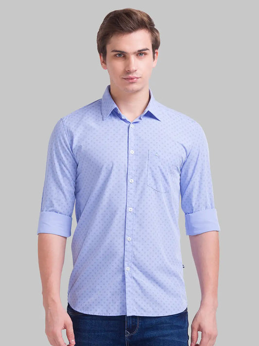 Men Slim Fit Fancy Blue Shirt