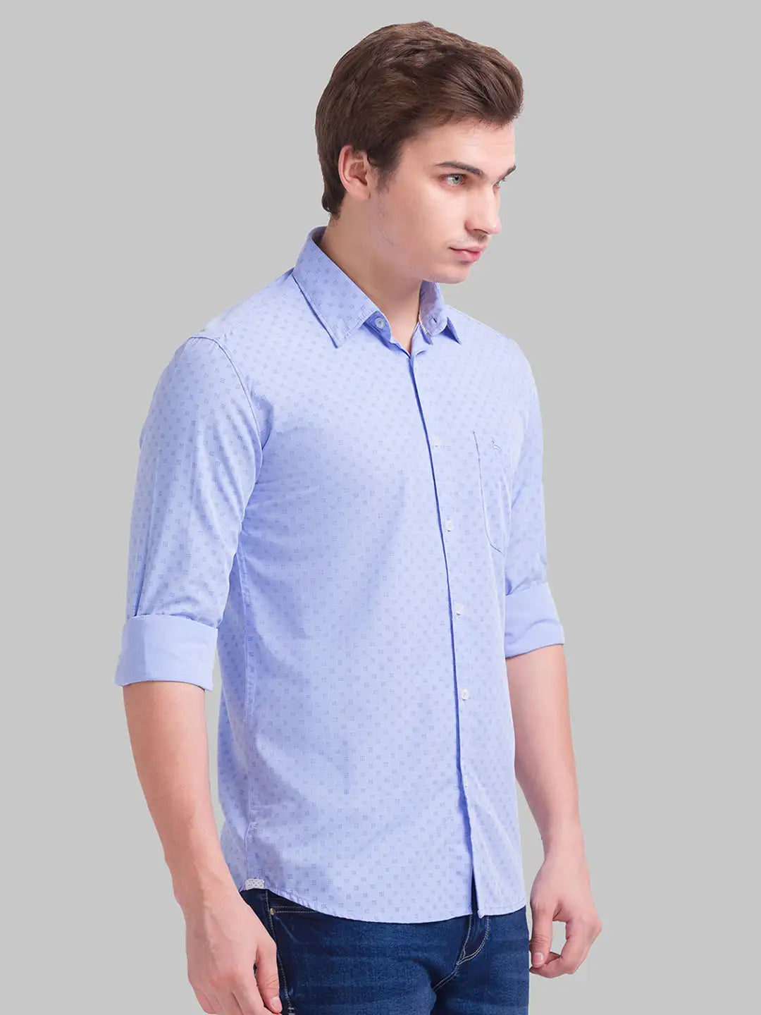 Men Slim Fit Fancy Blue Shirt