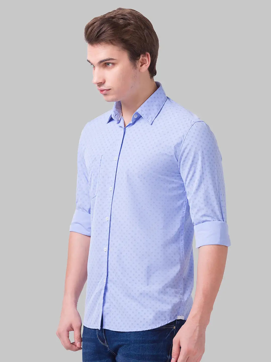 Men Slim Fit Fancy Blue Shirt