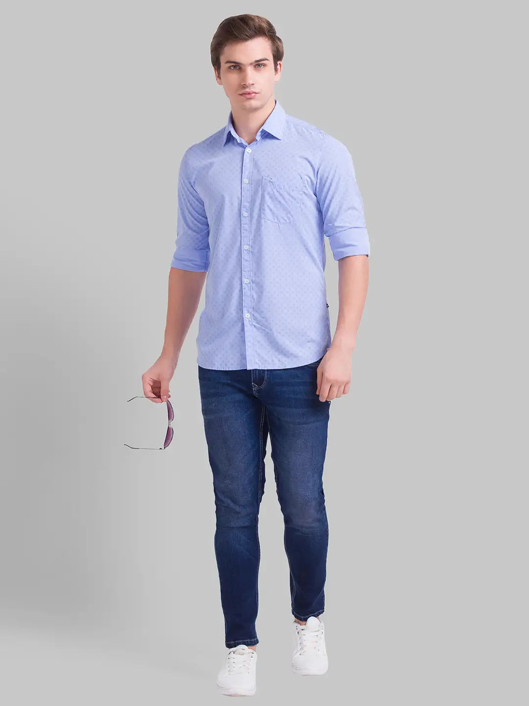 Men Slim Fit Fancy Blue Shirt
