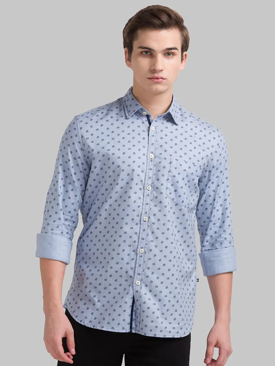 Men Slim Fit Medium Blue Shirt