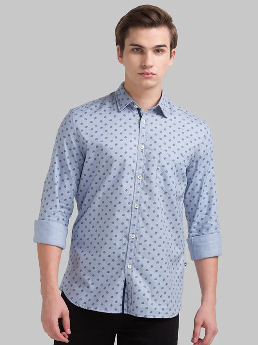 Men Slim Fit Medium Blue Shirt
