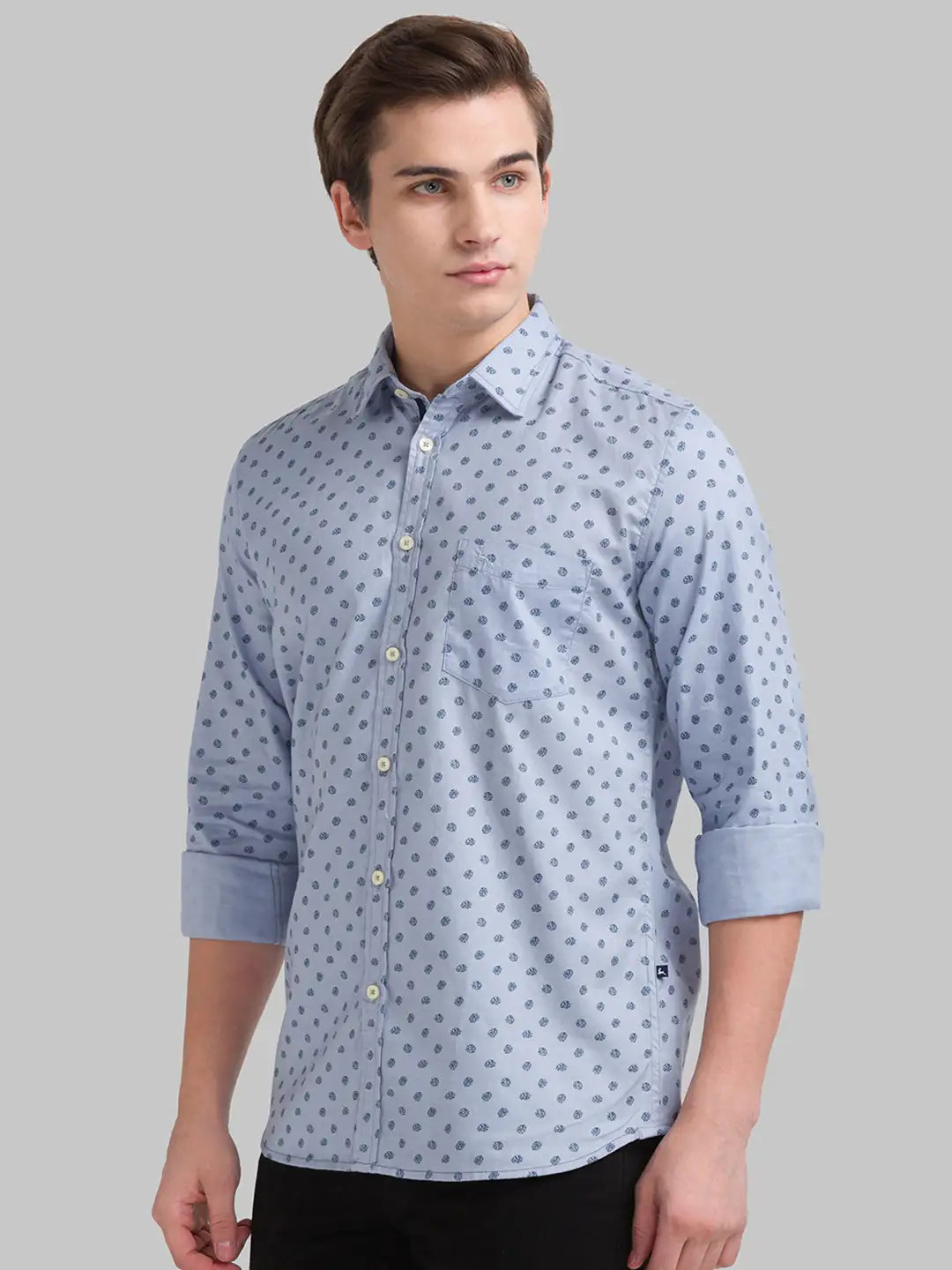 Men Slim Fit Medium Blue Shirt