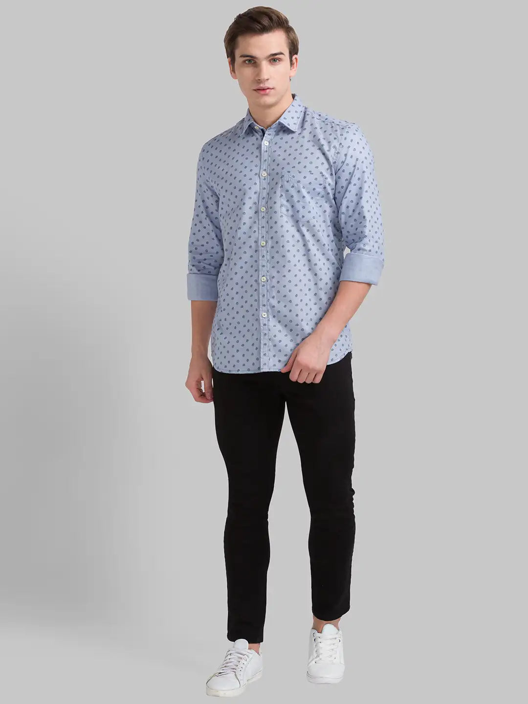 Men Slim Fit Medium Blue Shirt