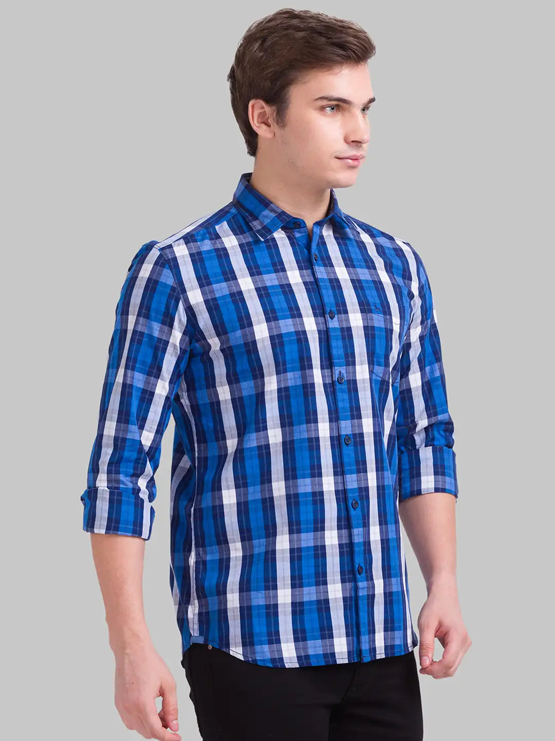Men Slim Fit Dark Blue Shirt