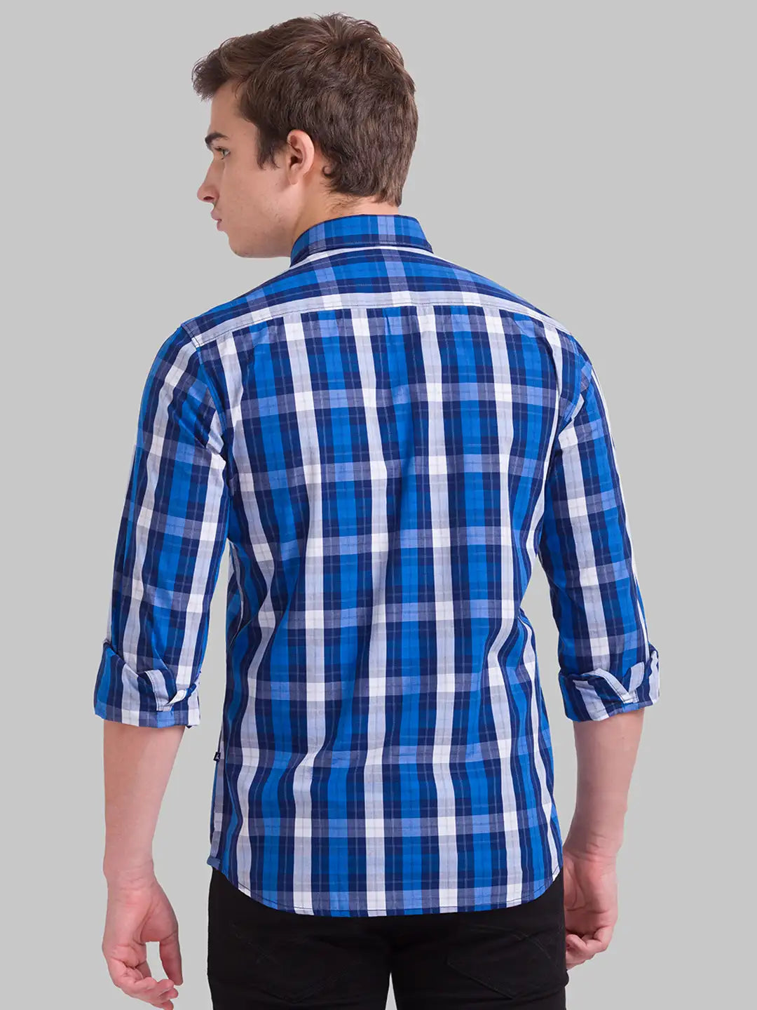 Men Slim Fit Dark Blue Shirt