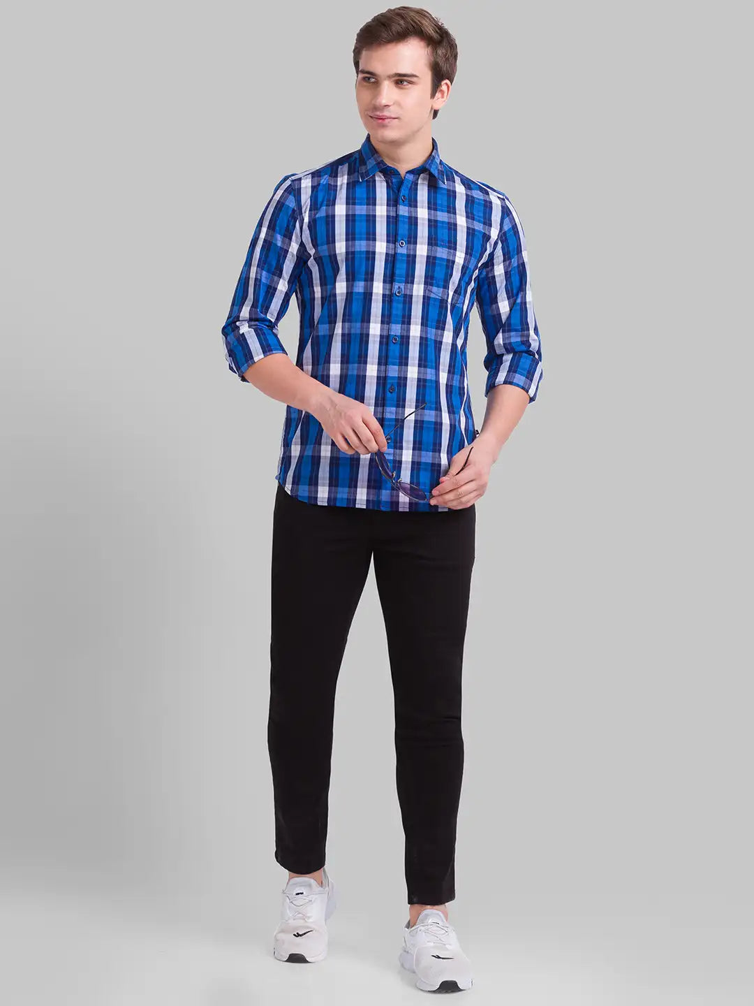 Men Slim Fit Dark Blue Shirt