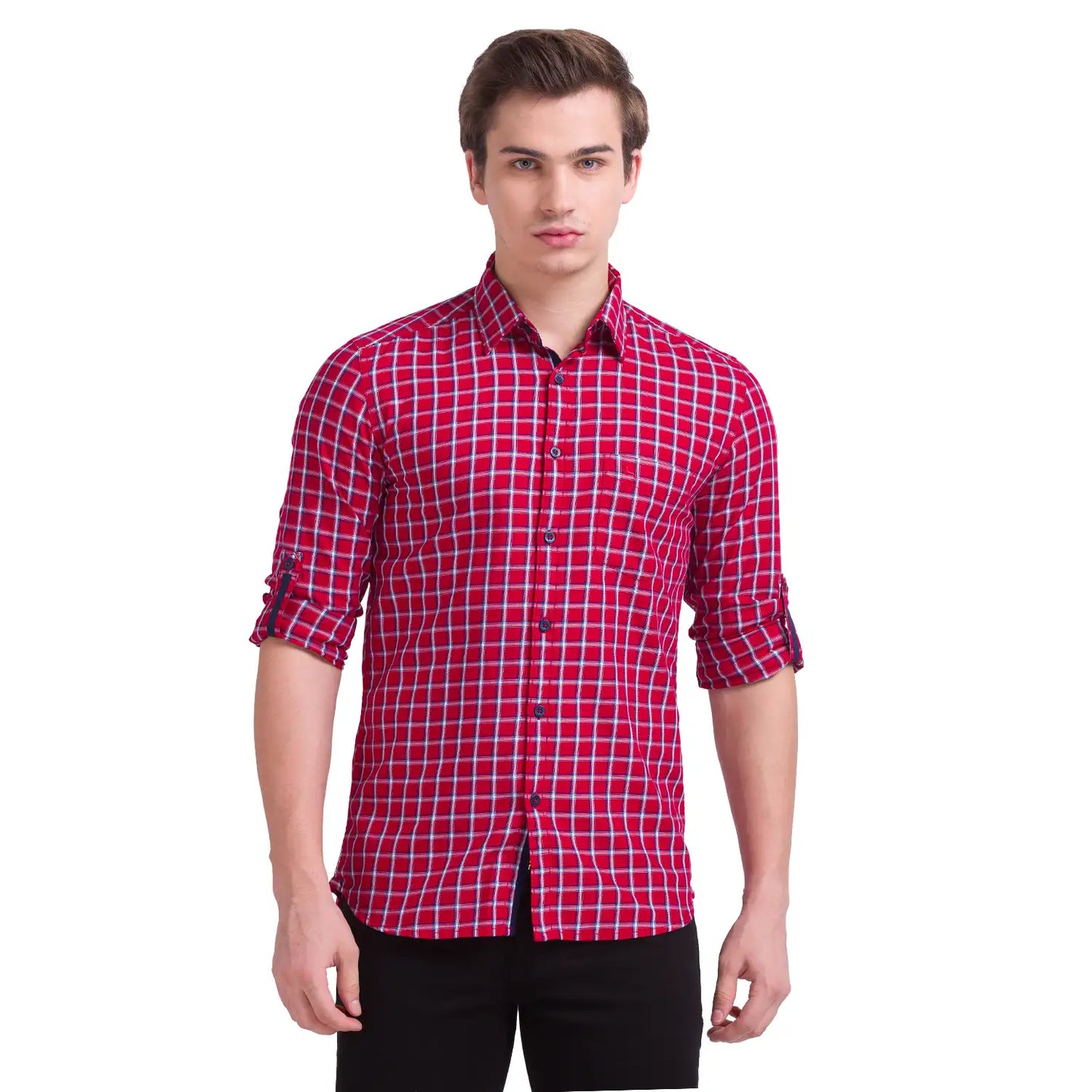 Men Slim Fit Dark Blue Shirt