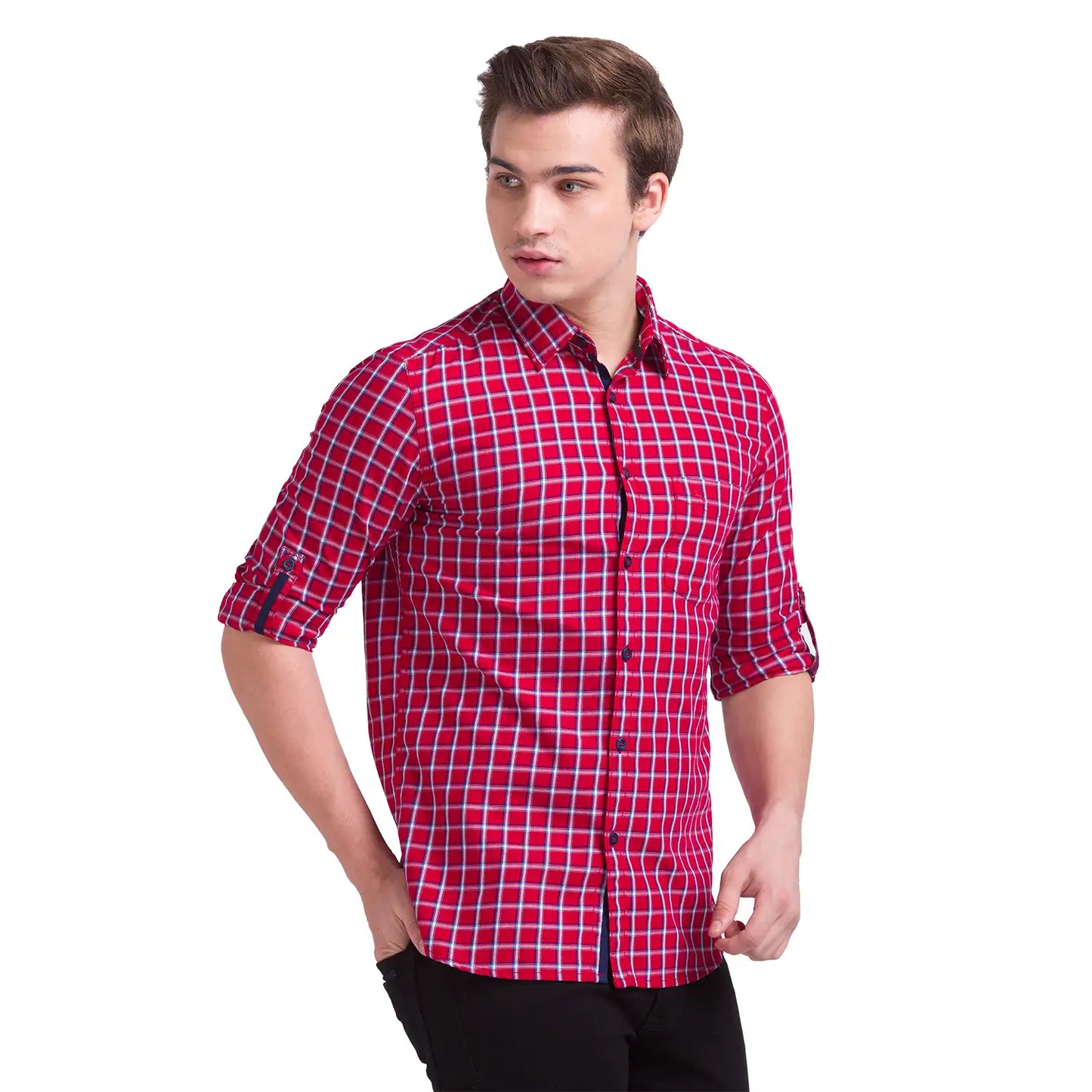 Men Slim Fit Dark Blue Shirt