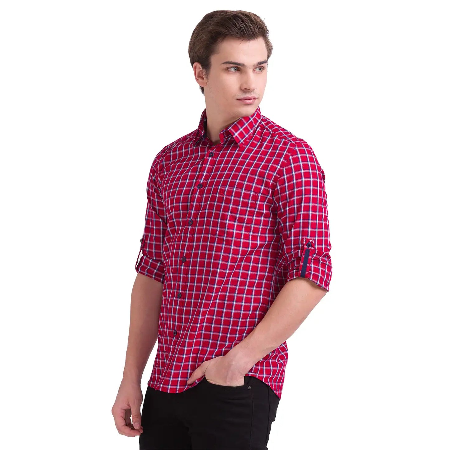 Men Slim Fit Dark Blue Shirt
