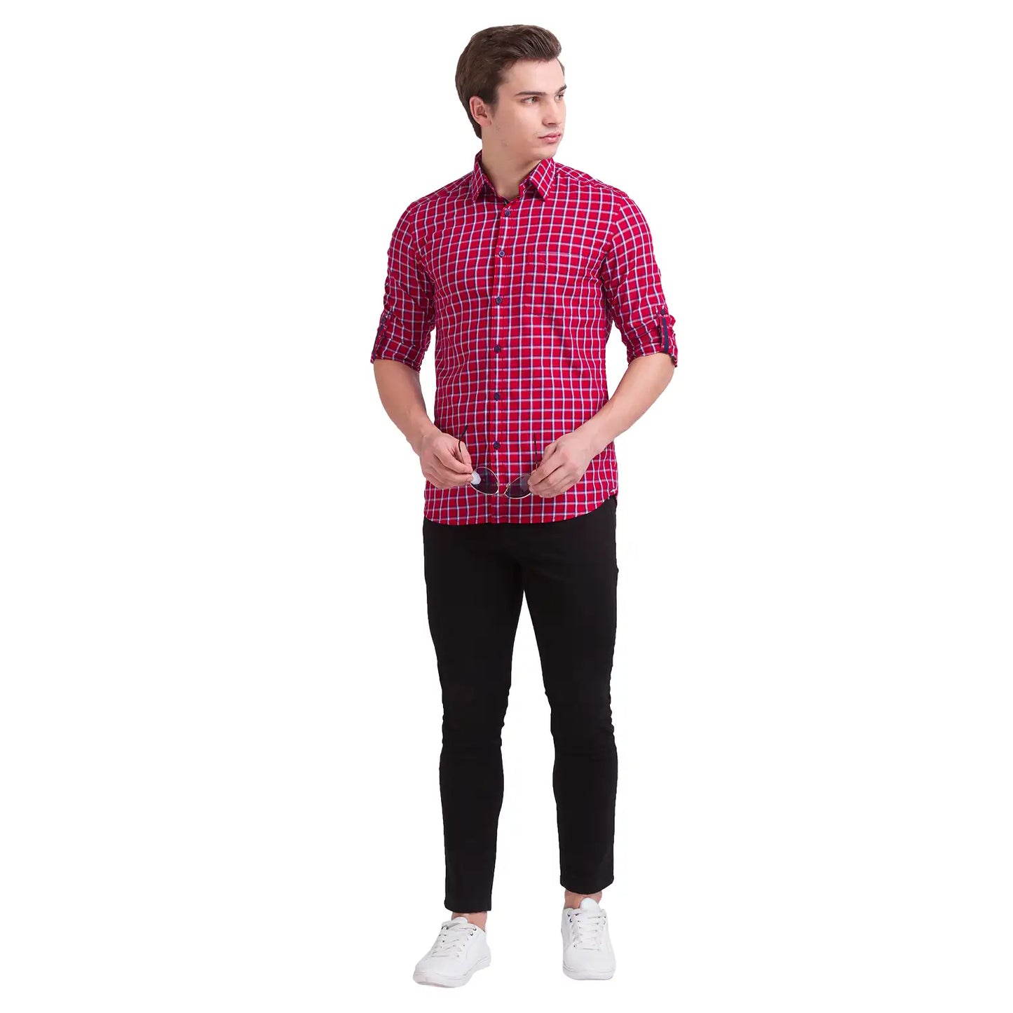 Men Slim Fit Dark Blue Shirt