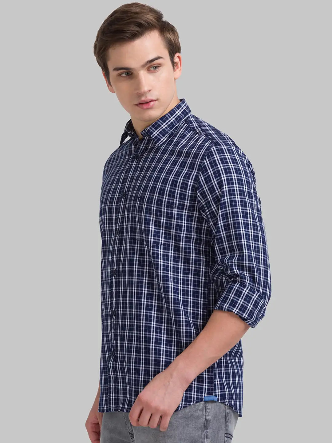 Men Slim Fit Dark Blue Shirt