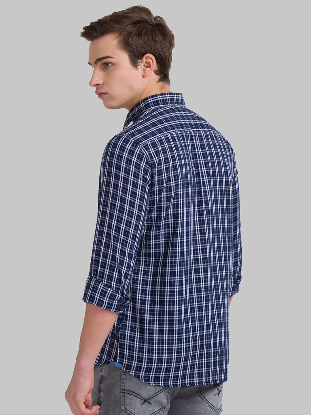 Men Slim Fit Dark Blue Shirt