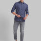 Men Slim Fit Dark Blue Shirt