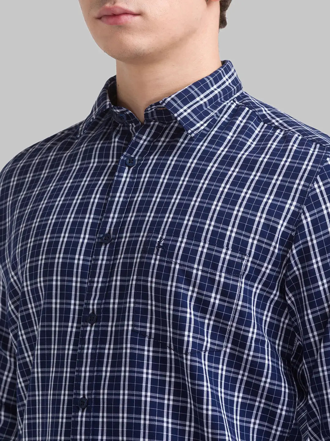 Men Slim Fit Dark Blue Shirt