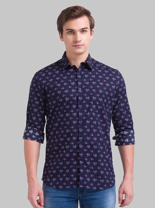 Men Slim Fit Light Orange Shirt