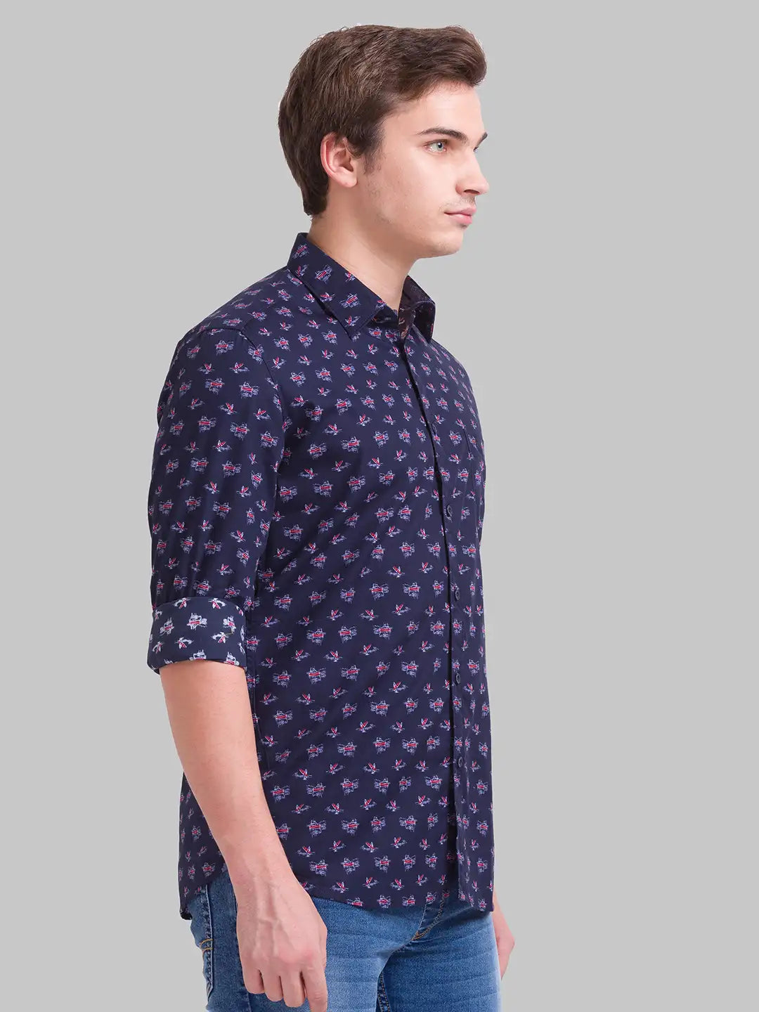 Men Slim Fit Light Orange Shirt