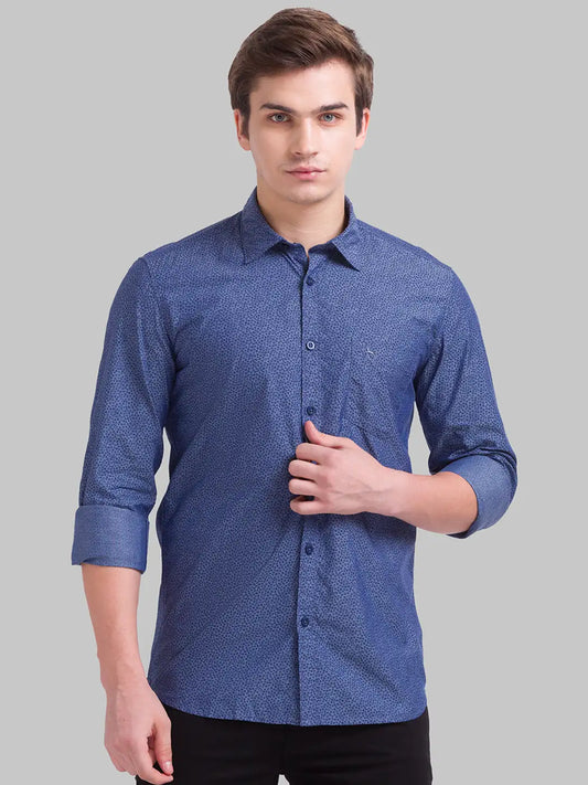 Men Slim Fit Dark Blue Shirt