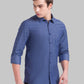 Men Slim Fit Dark Blue Shirt