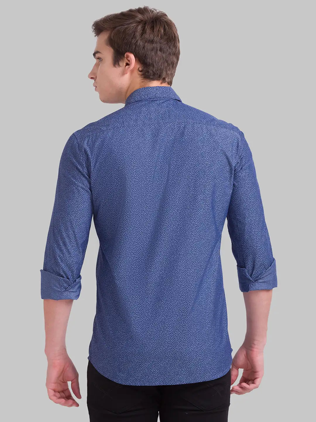 Men Slim Fit Dark Blue Shirt