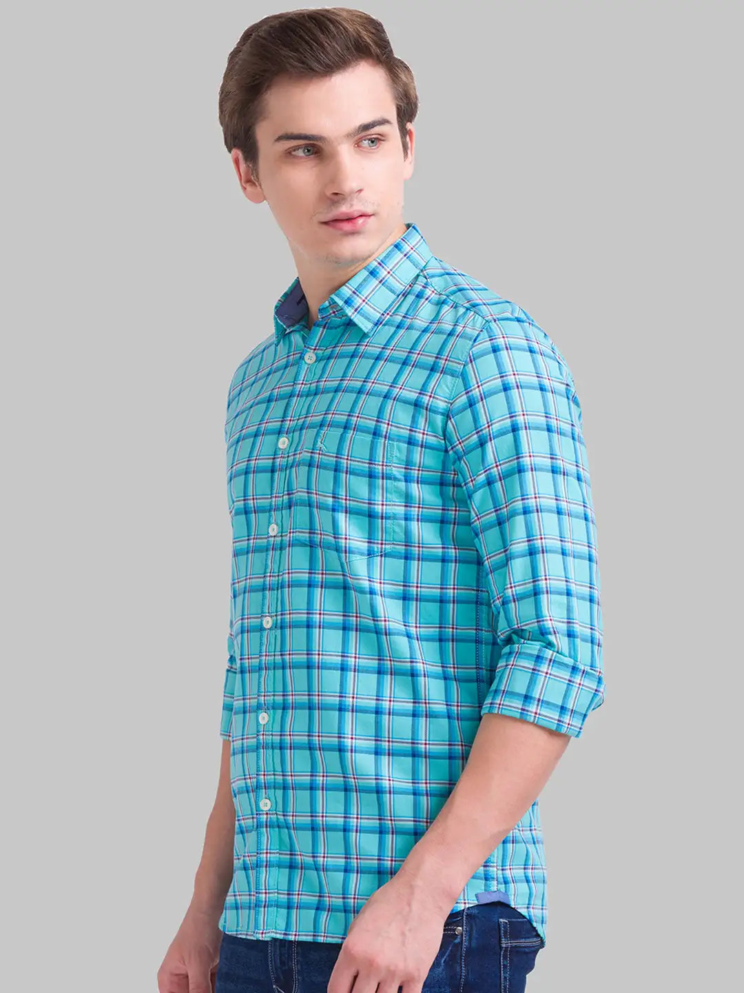 Men Slim Fit Dark Blue Shirt