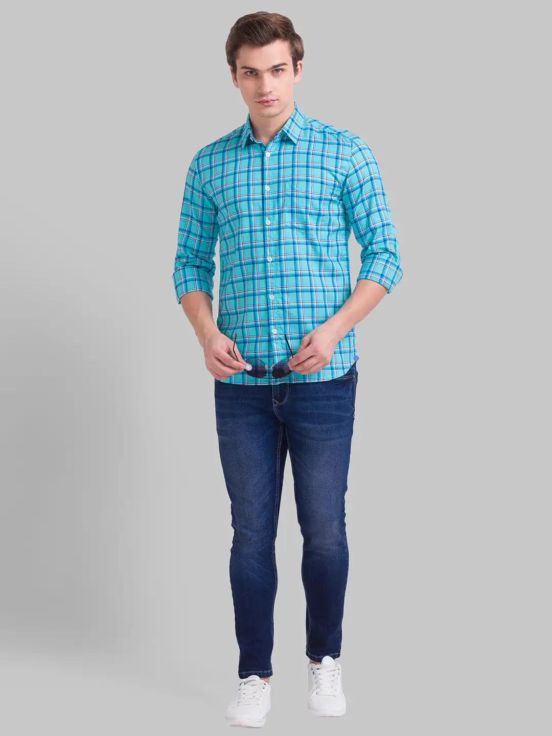 Men Slim Fit Dark Blue Shirt