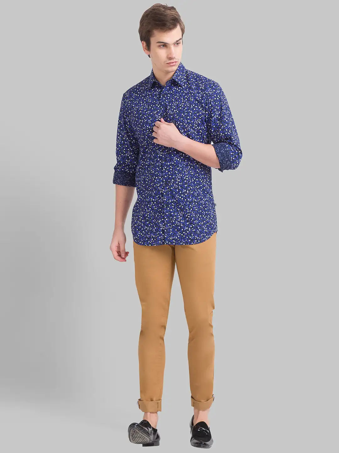 Men Slim Fit Dark Blue Shirt