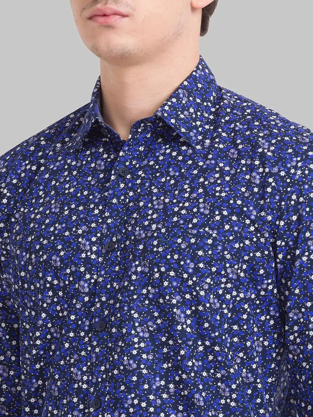 Men Slim Fit Dark Blue Shirt