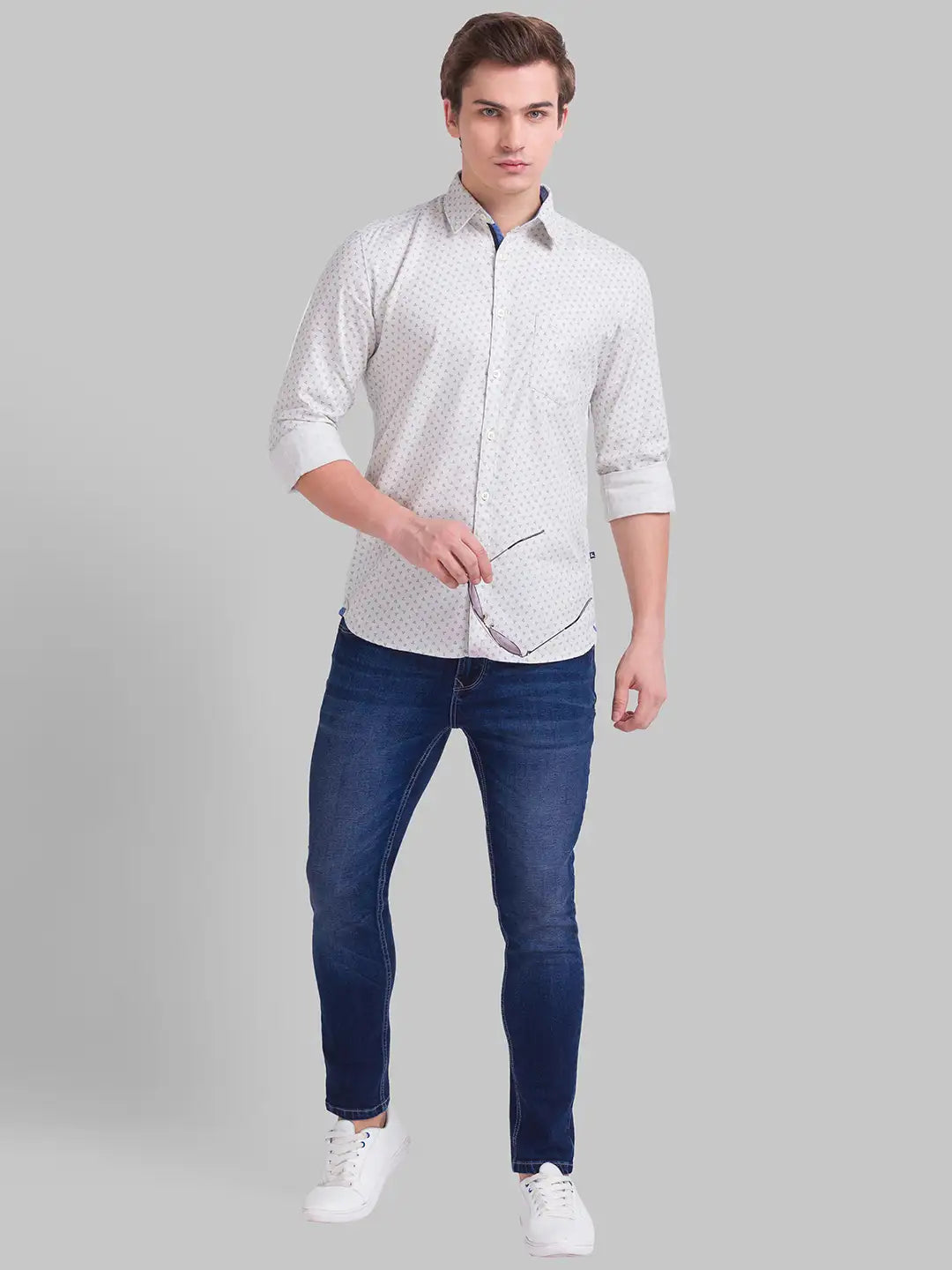 Men Slim Fit Dark Orange Shirt