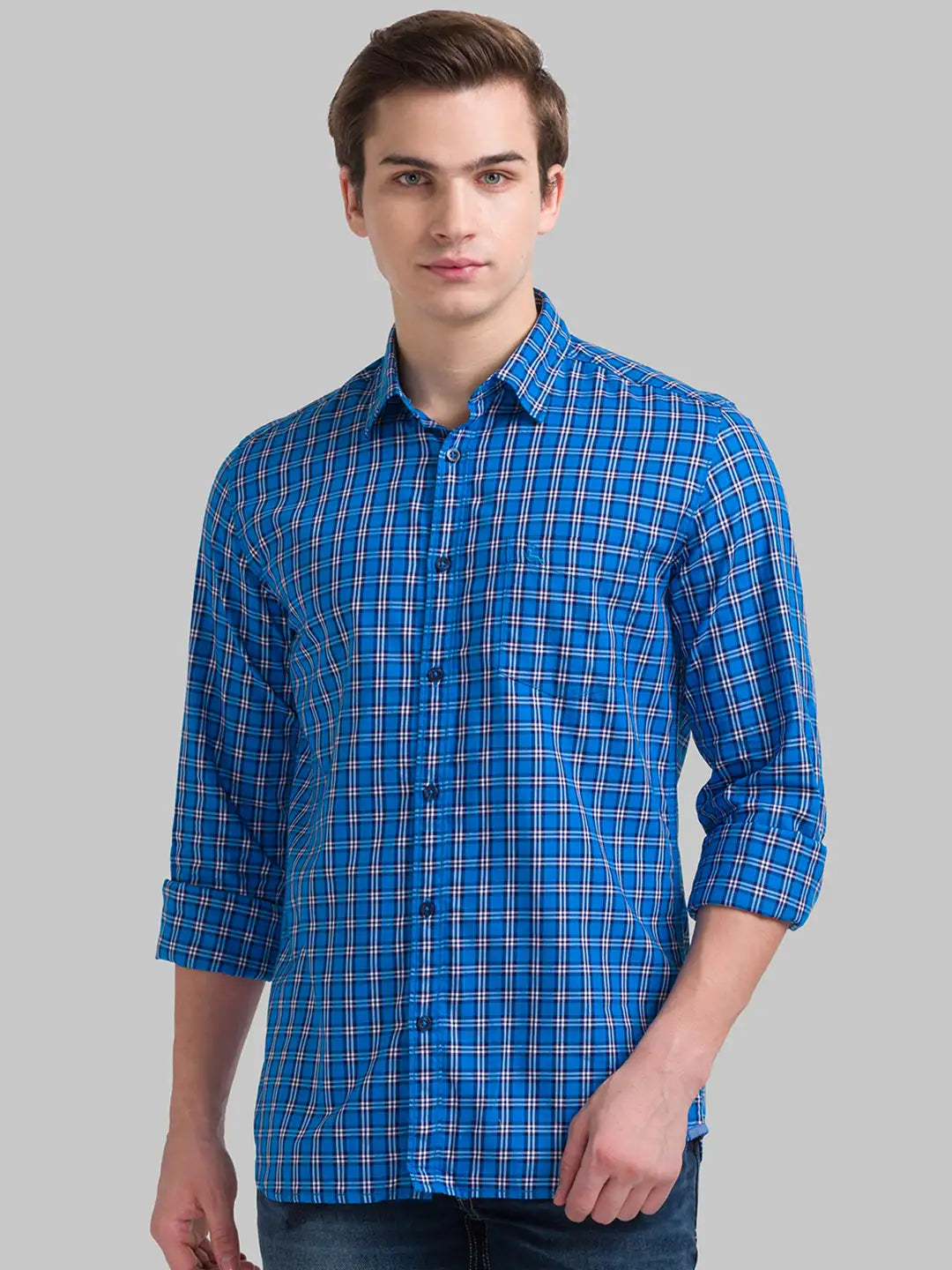 Men Slim Fit Light Blue Shirt