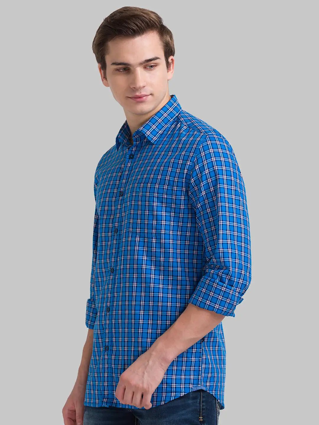 Men Slim Fit Light Blue Shirt