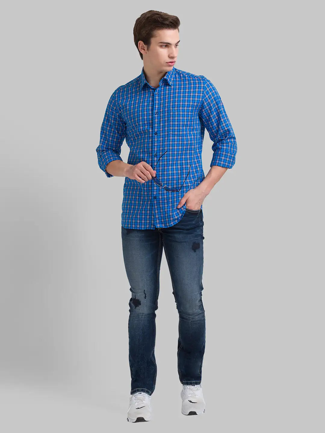 Men Slim Fit Light Blue Shirt